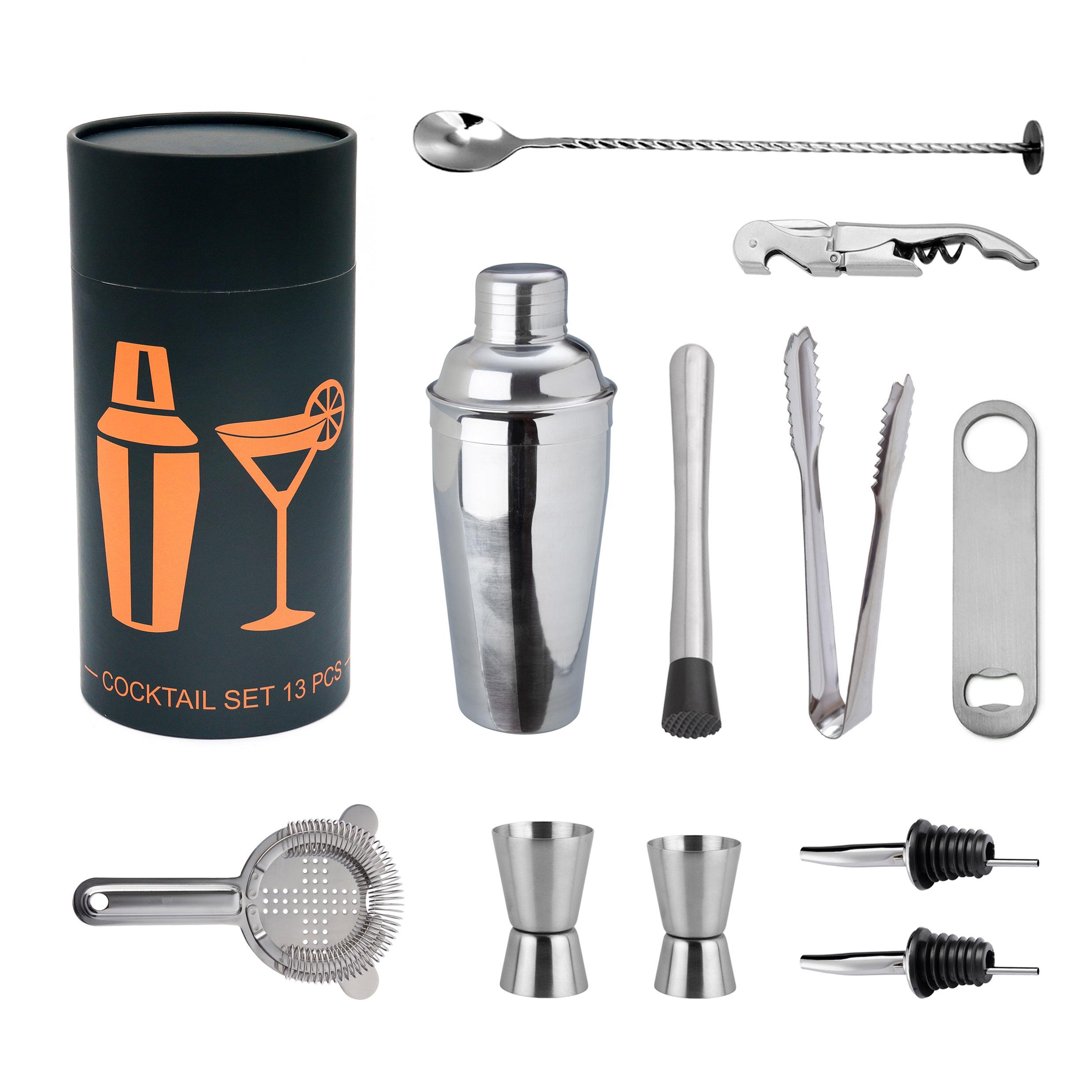 Nordicbar stålbarset med cocktailshaker 13 delar komplett set