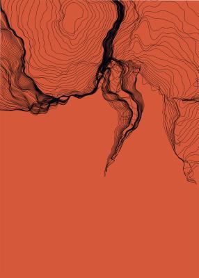Pencil Lines Orange minimalistisk line art poster i orange, Illux Art