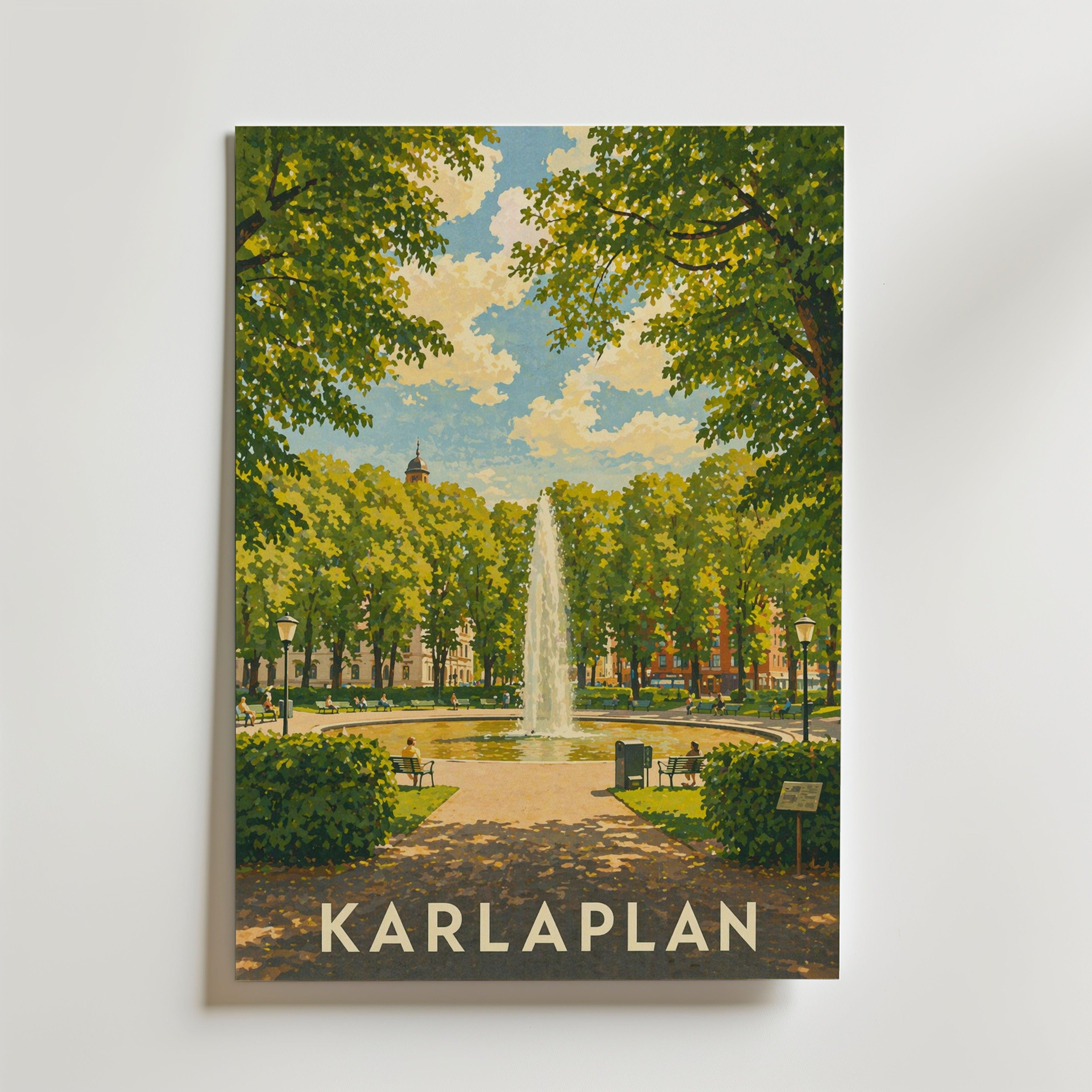 Karlaplan Stockholm poster — Stockholmsmotiv med klassisk arkitektur, Bozetto