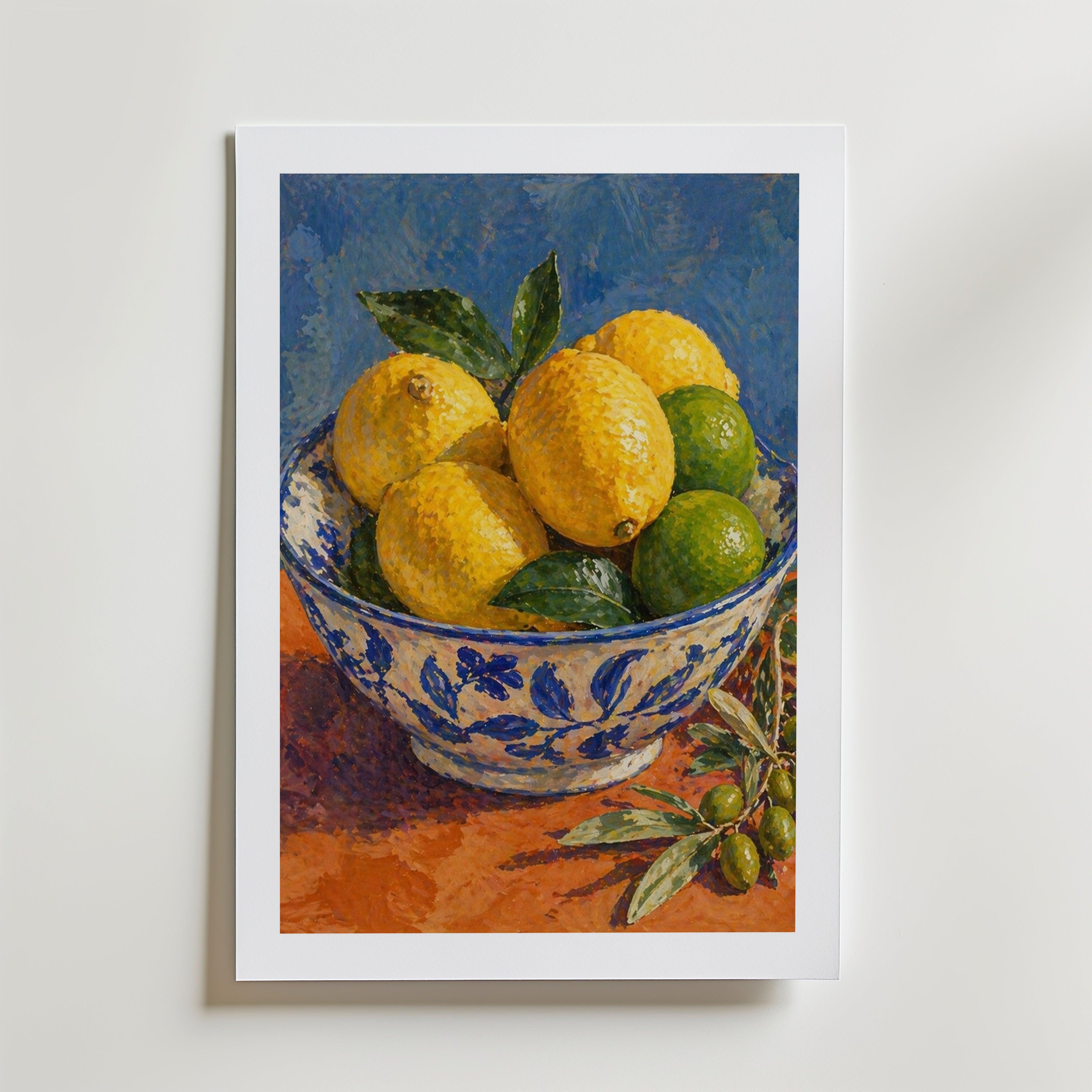 Mediterranean Citrus poster — stilleben med citrus i medelhavsfärger, Bozetto