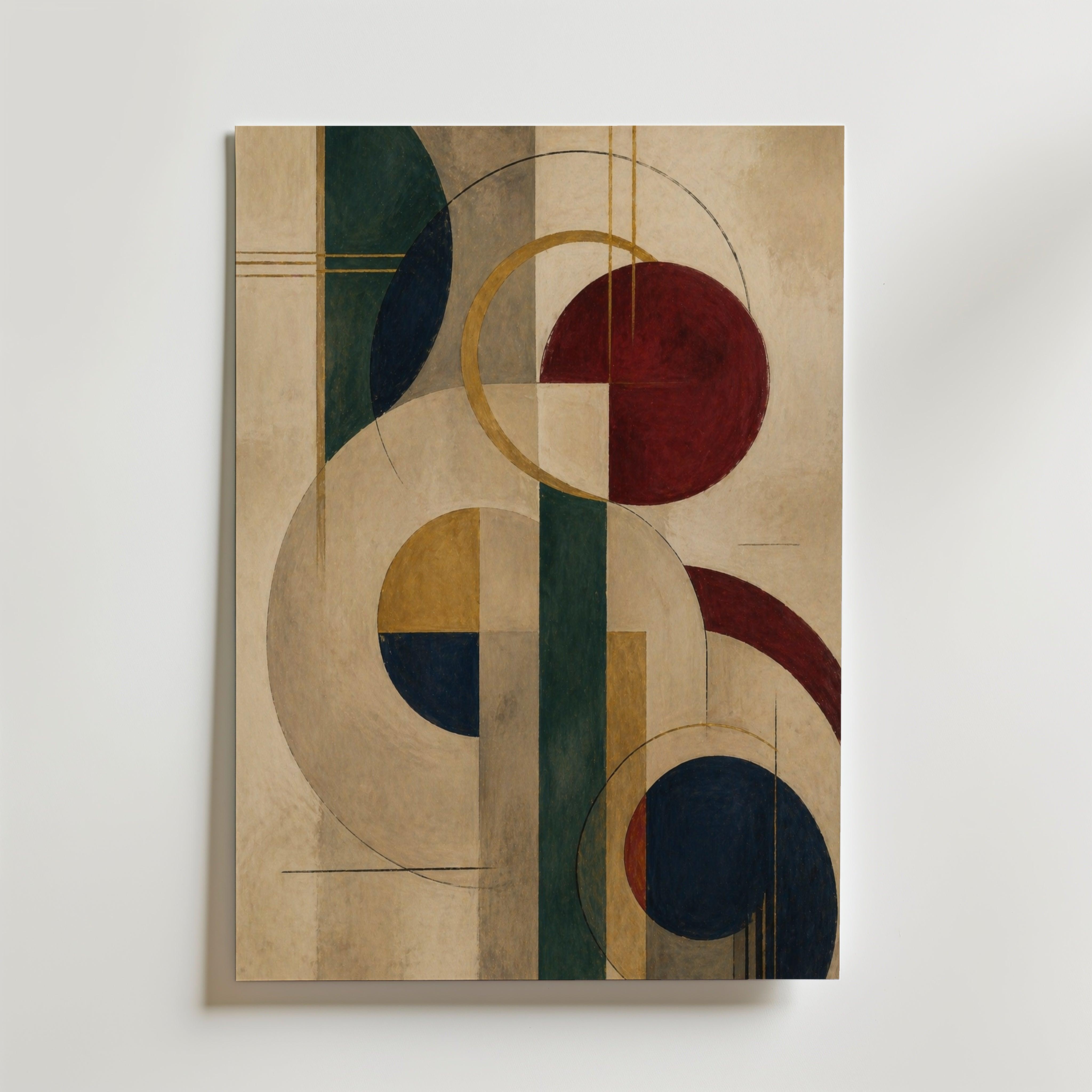 Modern Geometry poster — abstrakt geometrisk komposition med cirklar och linjer, Bozetto
